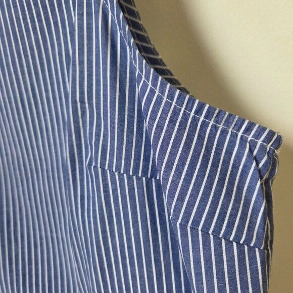NEVER WORN TIME AND TRU PINSTRIPE SLEEVELESS COTTON RUFFLED TOP SIZE L - Picture 9 of 15